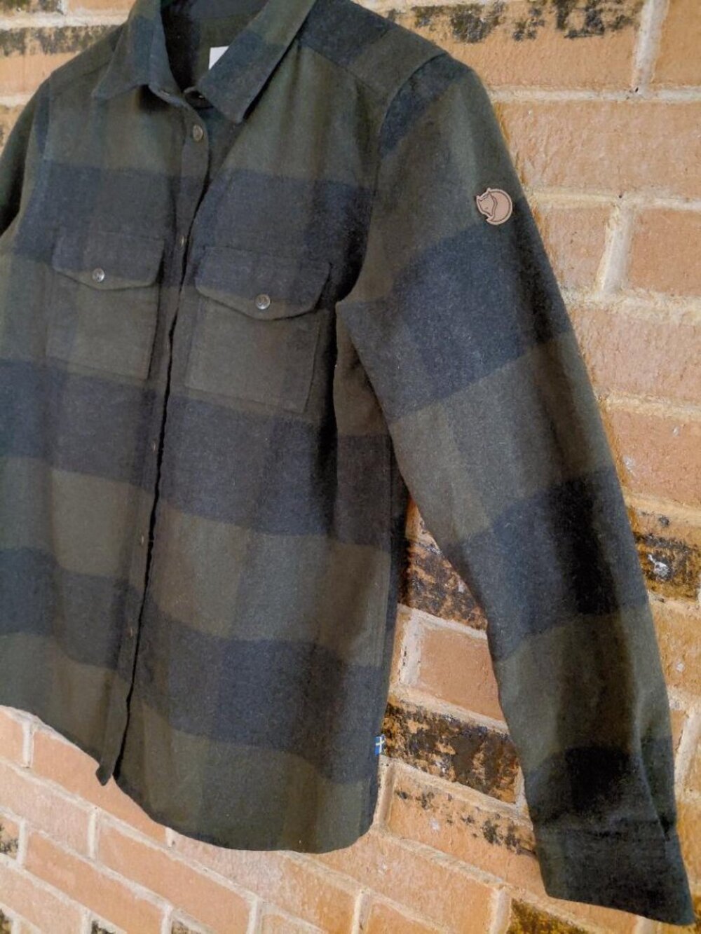 Fjallraven Buffalo Plaid/Moss Charcoal Wool Blend Snap Canada Shirt- - Picture 4 of 5